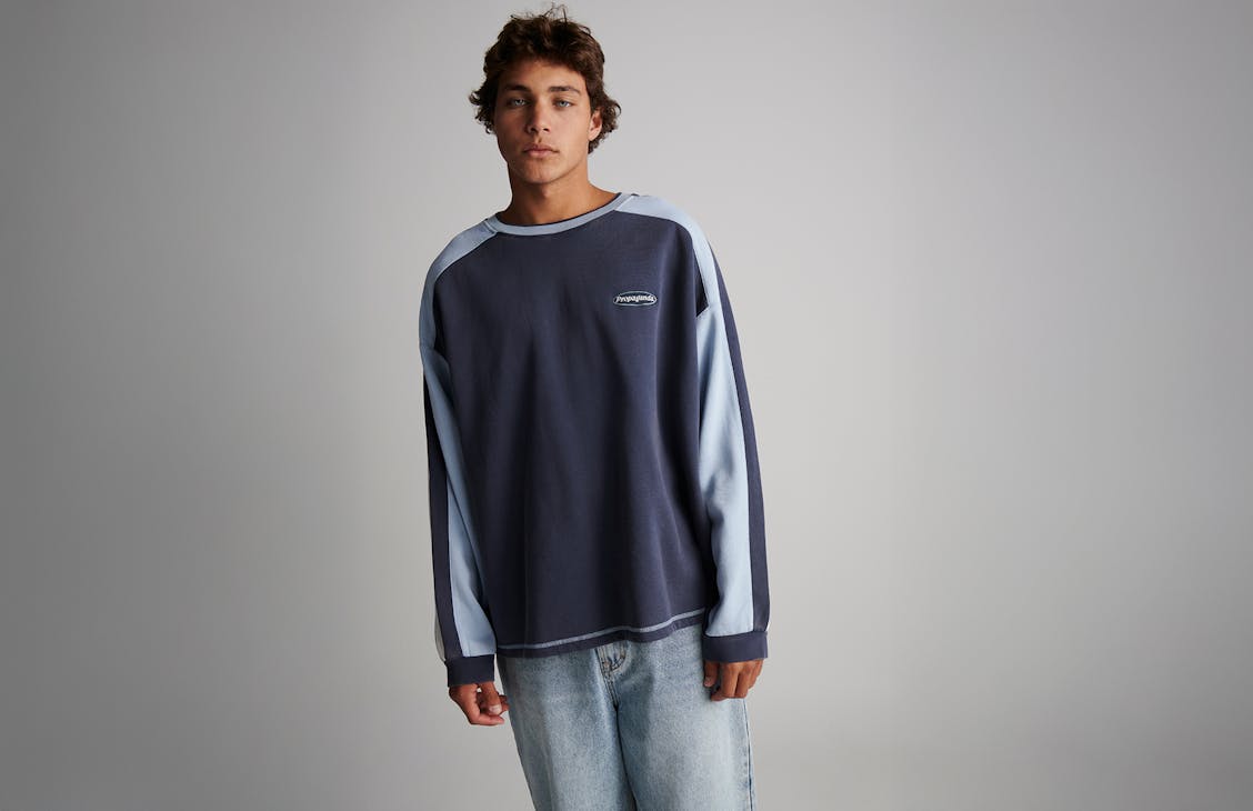 Sweatshirt vintage bleu clair Ghanda - Unisexe