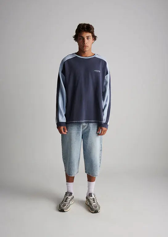 Sweatshirt vintage bleu clair Ghanda - Unisexe